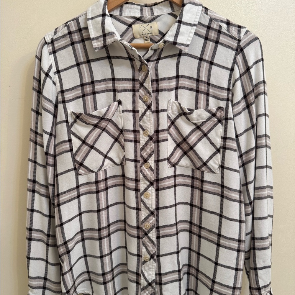 Thread & Supply Plaid Shirt in Gray and White